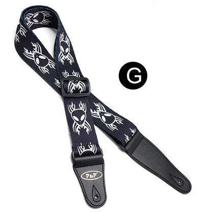 Premium Adjustable Skulls Design Guitar Strap by Big River Hardware for Rock Musicians
