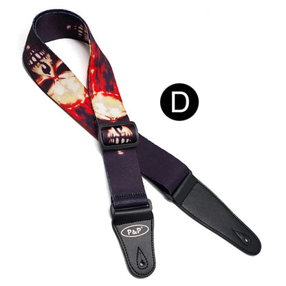 Premium Adjustable Skulls Design Guitar Strap by Big River Hardware for Rock Musicians