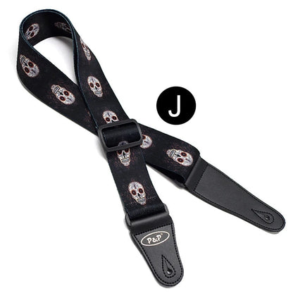 Premium Adjustable Skulls Design Guitar Strap by Big River Hardware for Rock Musicians