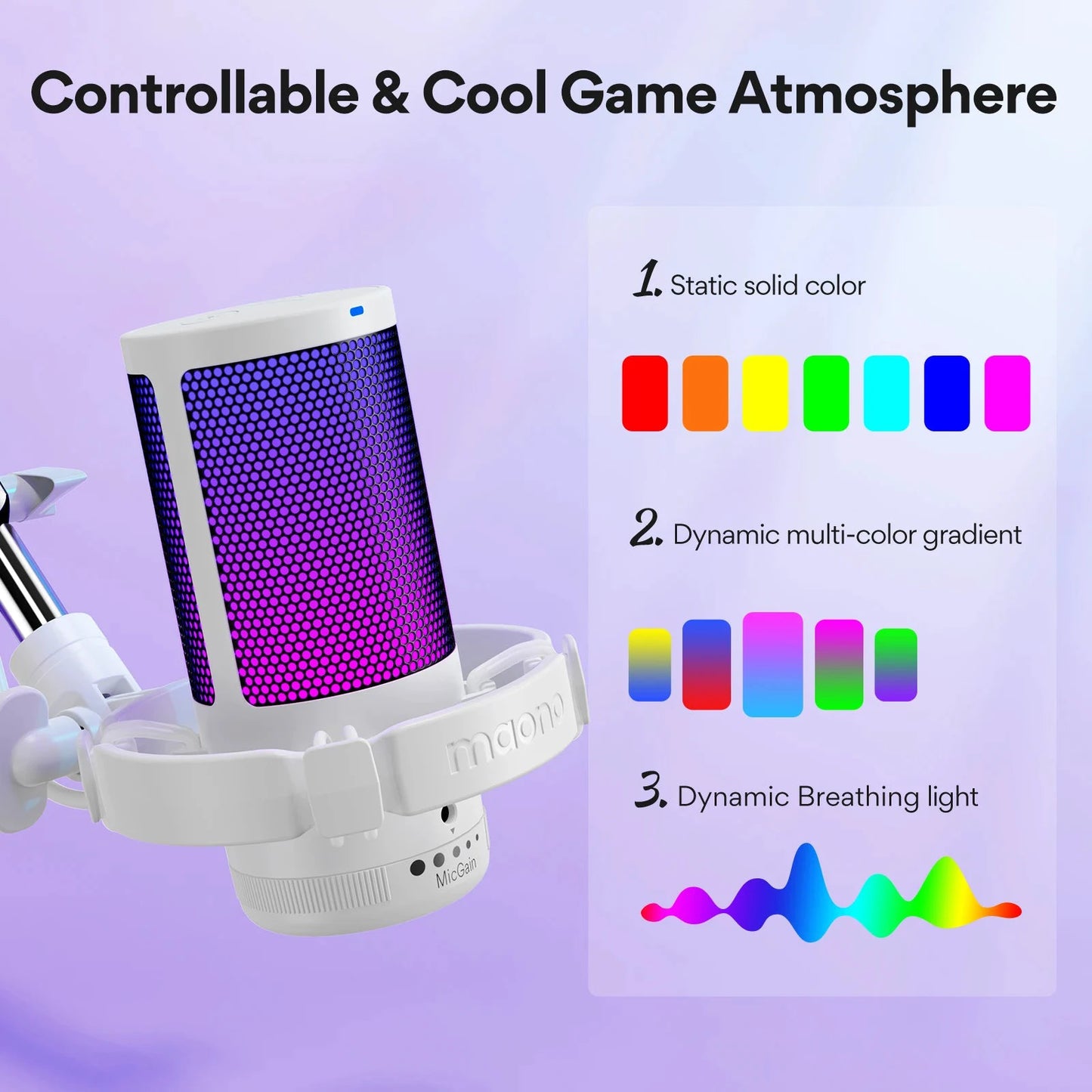 Big River Hardware Maono Gamerwave DGM20S USB Gaming Microphone with RGB and Noise Canceling