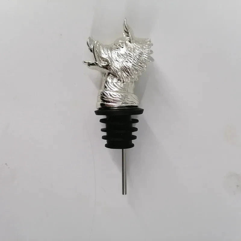 Big River Hardware Zinc Alloy Animal Head Wine Pourer - Deer Elk Lion Designs for Stylish Bar Accessories and Wine Enthusiasts
