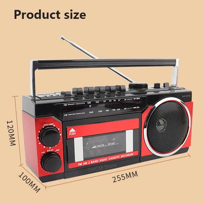 Big River Hardware Portable Retro Boombox with Bluetooth Tape Player