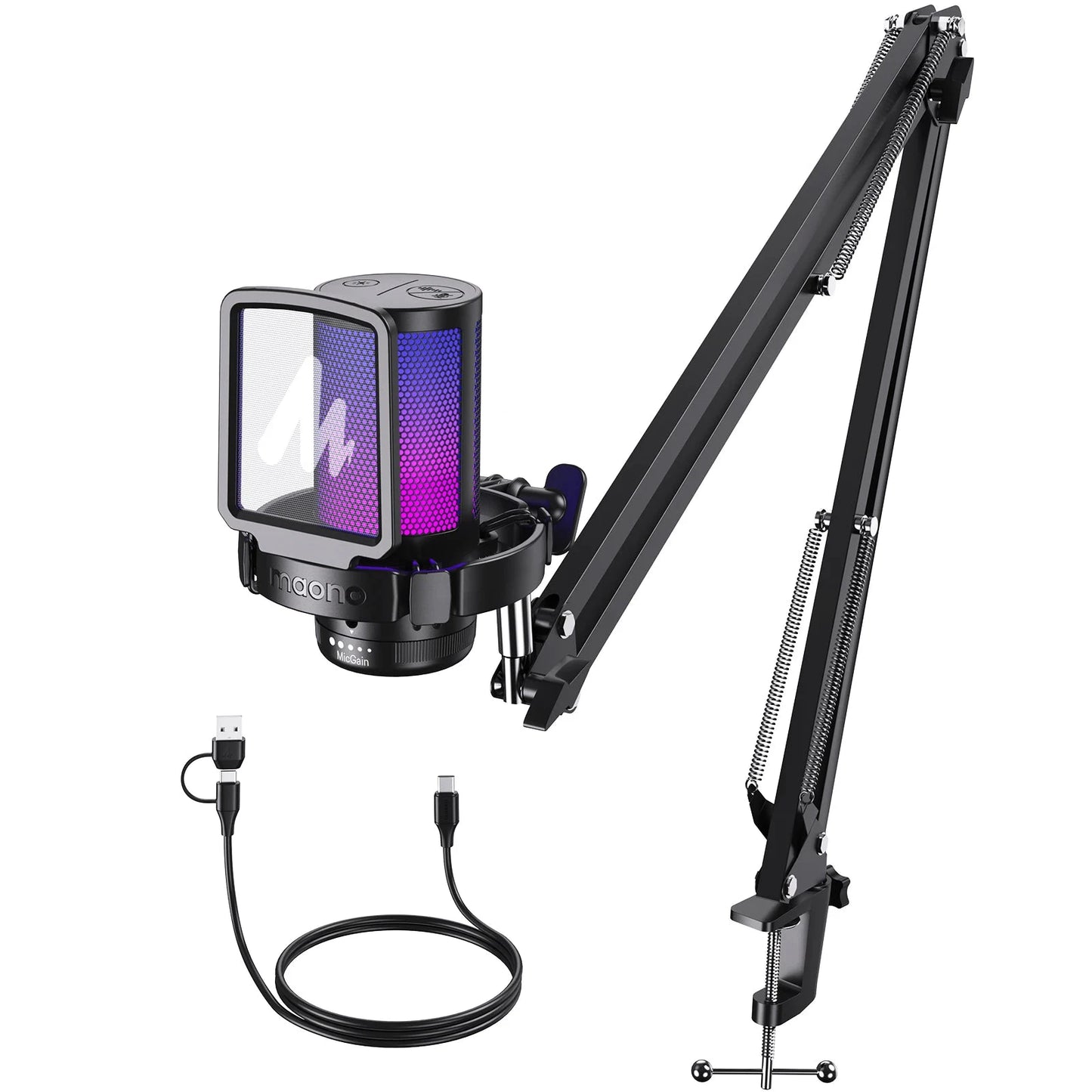 Big River Hardware Maono Gamerwave DGM20S USB Gaming Microphone with RGB and Noise Canceling