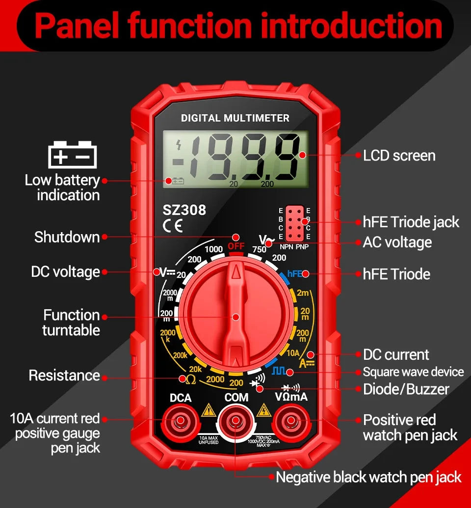 Big River Hardware Handheld Digital Multimeter LCD Backlight