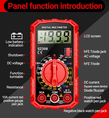 Big River Hardware Handheld Digital Multimeter LCD Backlight