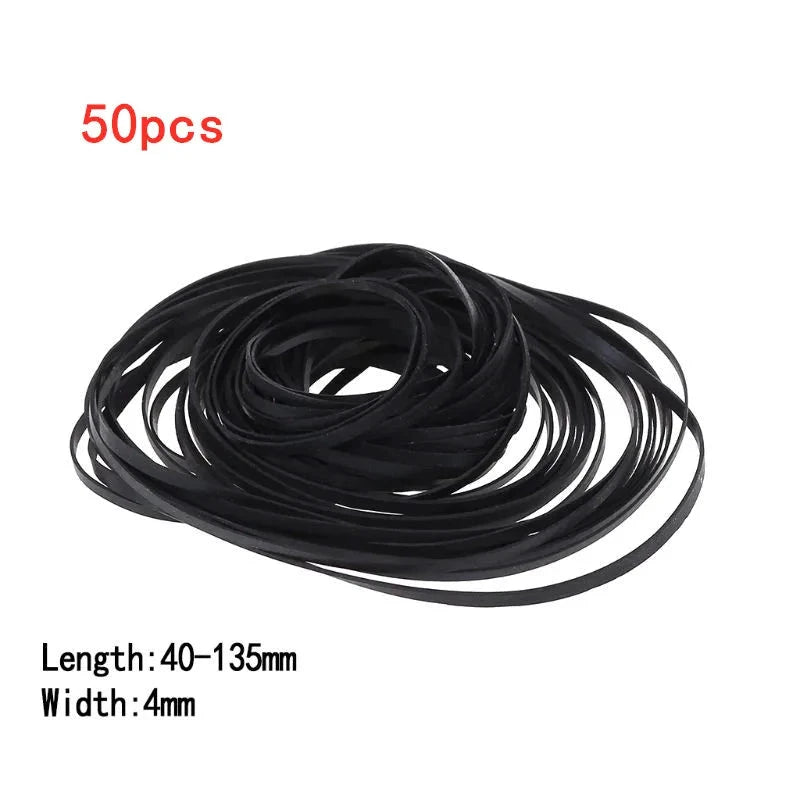 50/100Pcs 1/2/3/4mm Width Universal Mix Cassette Tape Machine Belts Assorted Flat Rubber Belt for CD DVD Recorders Walkman