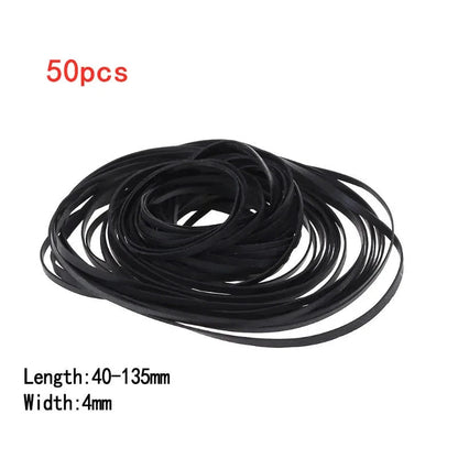 50/100Pcs 1/2/3/4mm Width Universal Mix Cassette Tape Machine Belts Assorted Flat Rubber Belt for CD DVD Recorders Walkman