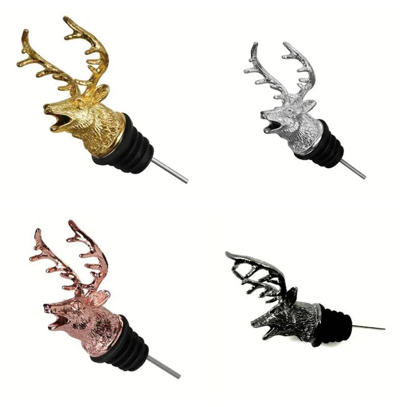 Big River Hardware Zinc Alloy Animal Head Wine Pourer - Deer Elk Lion Designs for Stylish Bar Accessories and Wine Enthusiasts