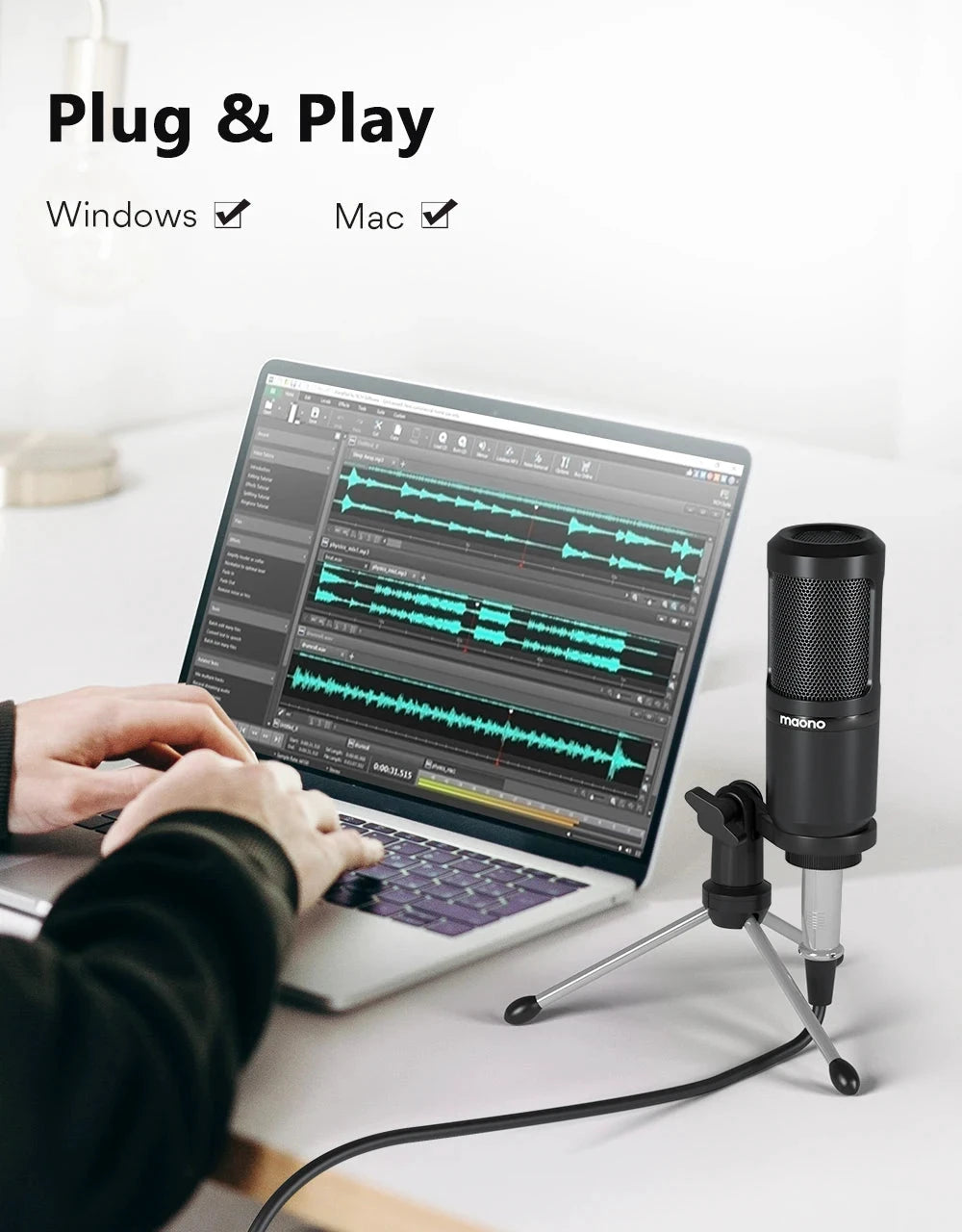 Big River Hardware Maono PM360TR Condenser Microphone for Podcast and YouTube