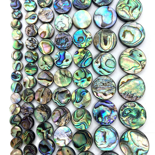 Premium Big River Hardware Natural Abalone Shell Disc Beads for DIY Jewelry, Necklace, Bracelet, and Earring Making, Sizes 8-20mm