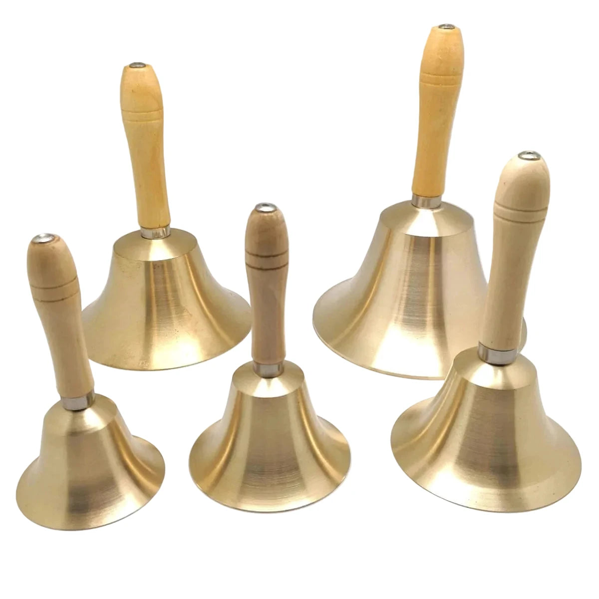 Hand Bells instrument 5 Piece Set With Wooden Handles