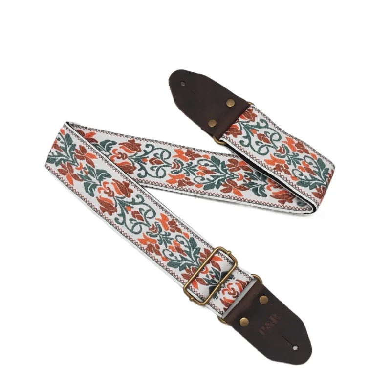 Woven Guitar Strap Floral Pattern