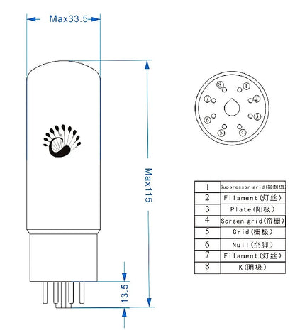 EL34 Tube High-Fidelity Vacuum Tube for Audio Amplifiers
