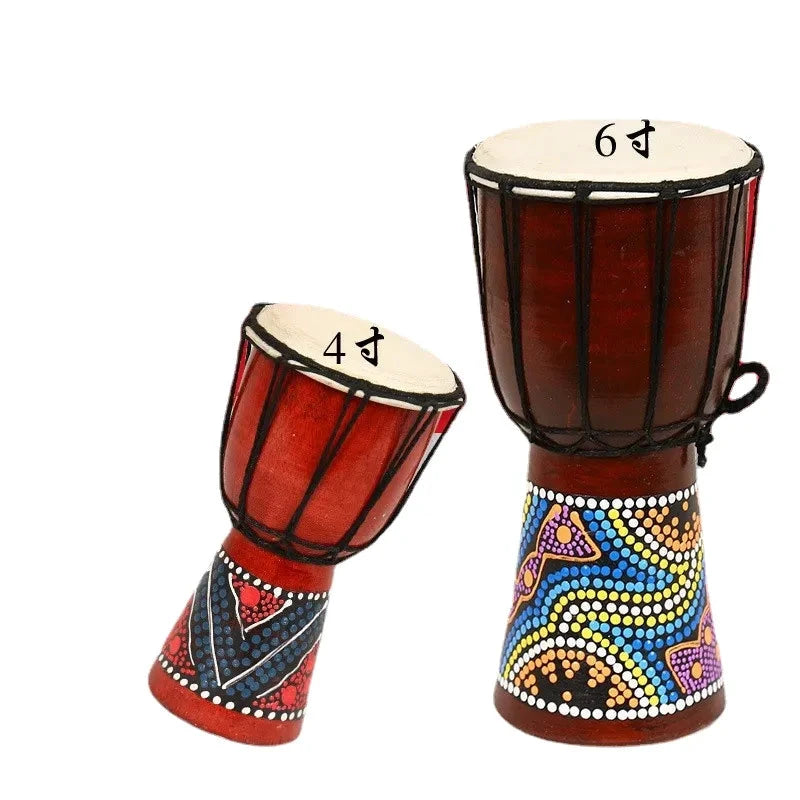 thumbnail image 2 of DJEMBE DRUM BONGO HAND CARVED AFRICAN ABORIGINAL DOT ART DESIGN By Bethlehem Gif 2 of 12