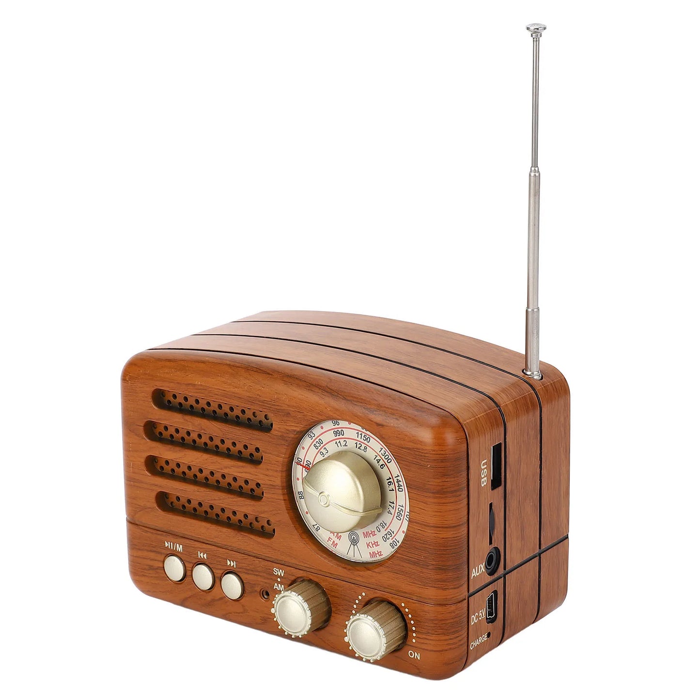 Big River Hardware Retro Wooden Bluetooth Speaker with AM/FM Radio