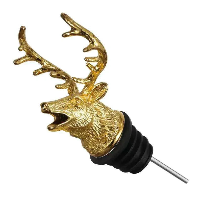 Big River Hardware Zinc Alloy Animal Head Wine Pourer - Deer Elk Lion Designs for Stylish Bar Accessories and Wine Enthusiasts