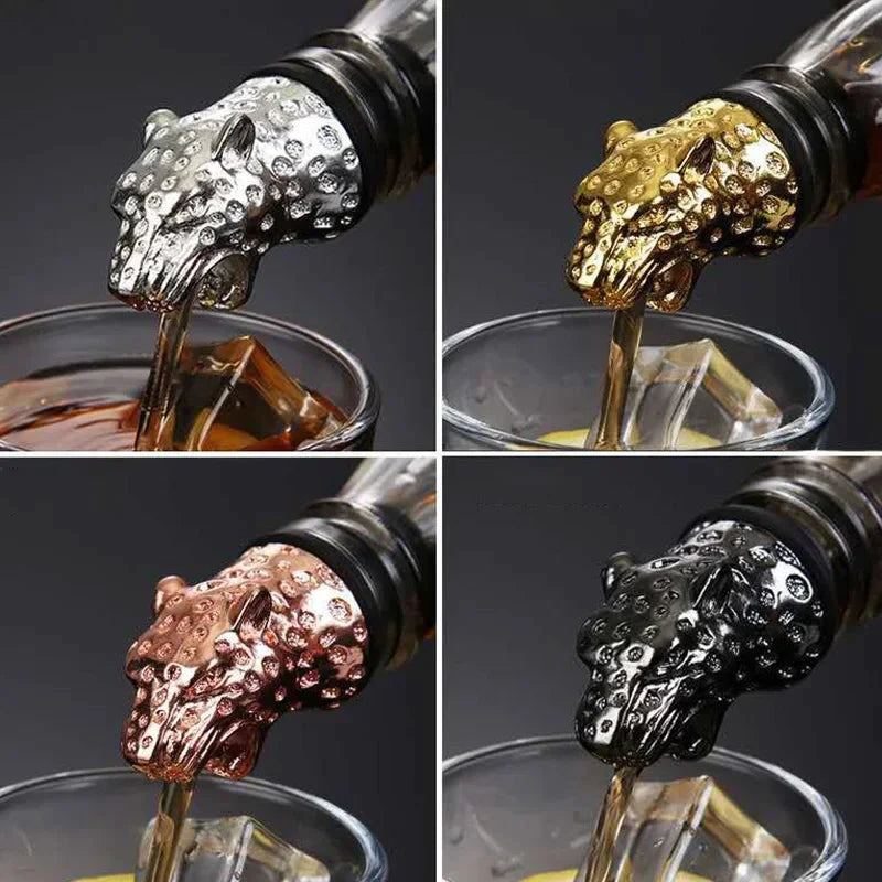 Big River Hardware Zinc Alloy Animal Head Wine Pourer - Deer Elk Lion Designs for Stylish Bar Accessories and Wine Enthusiasts