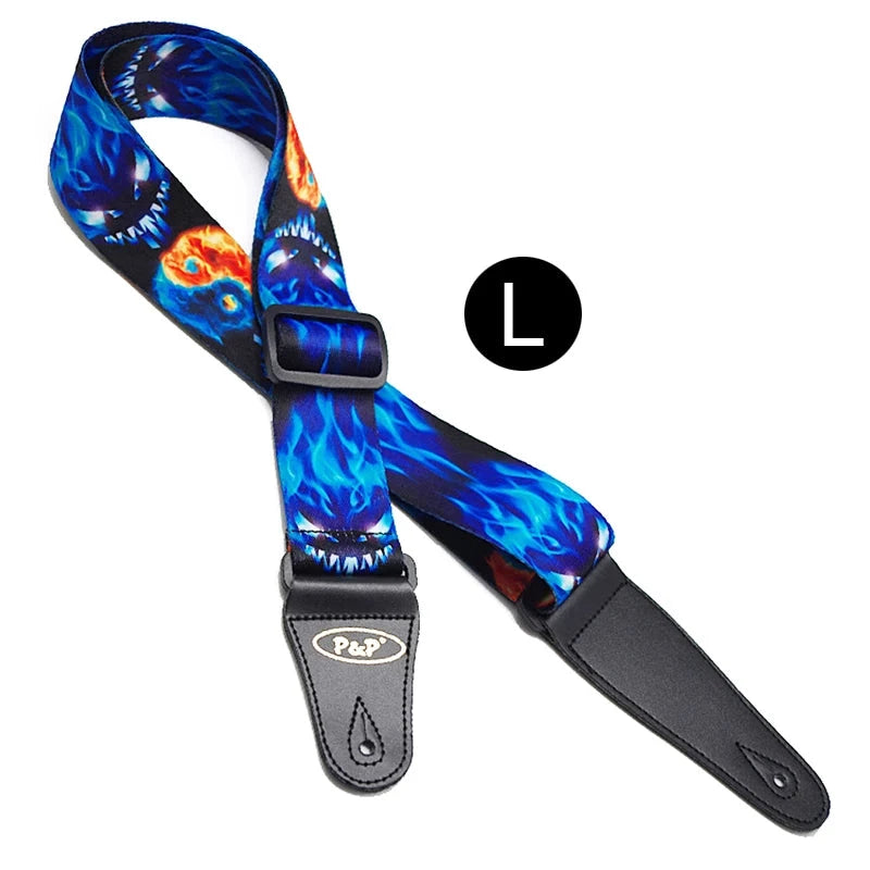 Premium Adjustable Skulls Design Guitar Strap by Big River Hardware for Rock Musicians