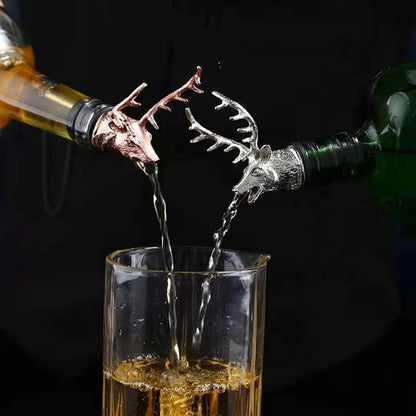 Big River Hardware Zinc Alloy Animal Head Wine Pourer - Deer Elk Lion Designs for Stylish Bar Accessories and Wine Enthusiasts