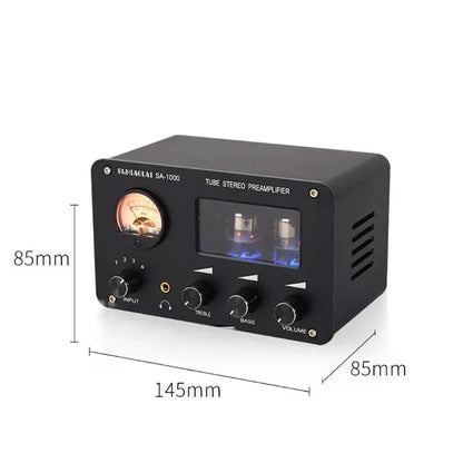 Tube Preamplifier 4 In 2 Out HIFI Preamplifier 6H3N Tube 5332 Op-amp Chip High Power Headphone Amplifier High Bass Adjustable