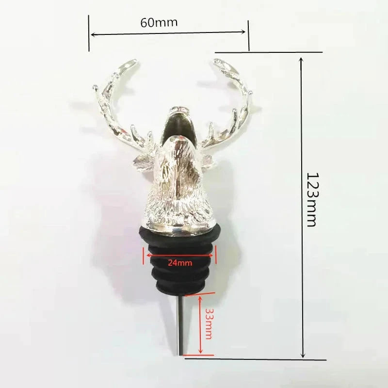 Big River Hardware Zinc Alloy Animal Head Wine Pourer - Deer Elk Lion Designs for Stylish Bar Accessories and Wine Enthusiasts