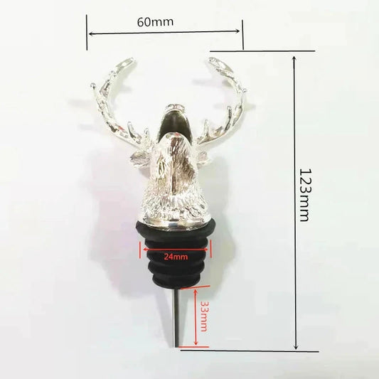 Big River Hardware Zinc Alloy Animal Head Wine Pourer - Deer Elk Lion Designs for Stylish Bar Accessories and Wine Enthusiasts