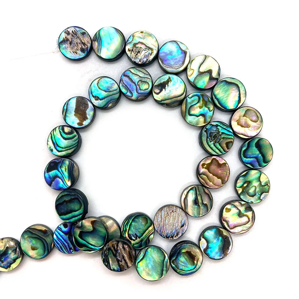 Premium Big River Hardware Natural Abalone Shell Disc Beads for DIY Jewelry, Necklace, Bracelet, and Earring Making, Sizes 8-20mm