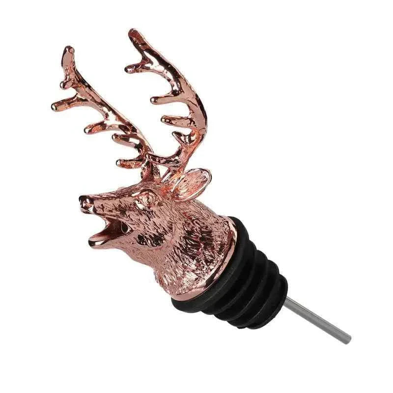 Big River Hardware Zinc Alloy Animal Head Wine Pourer - Deer Elk Lion Designs for Stylish Bar Accessories and Wine Enthusiasts