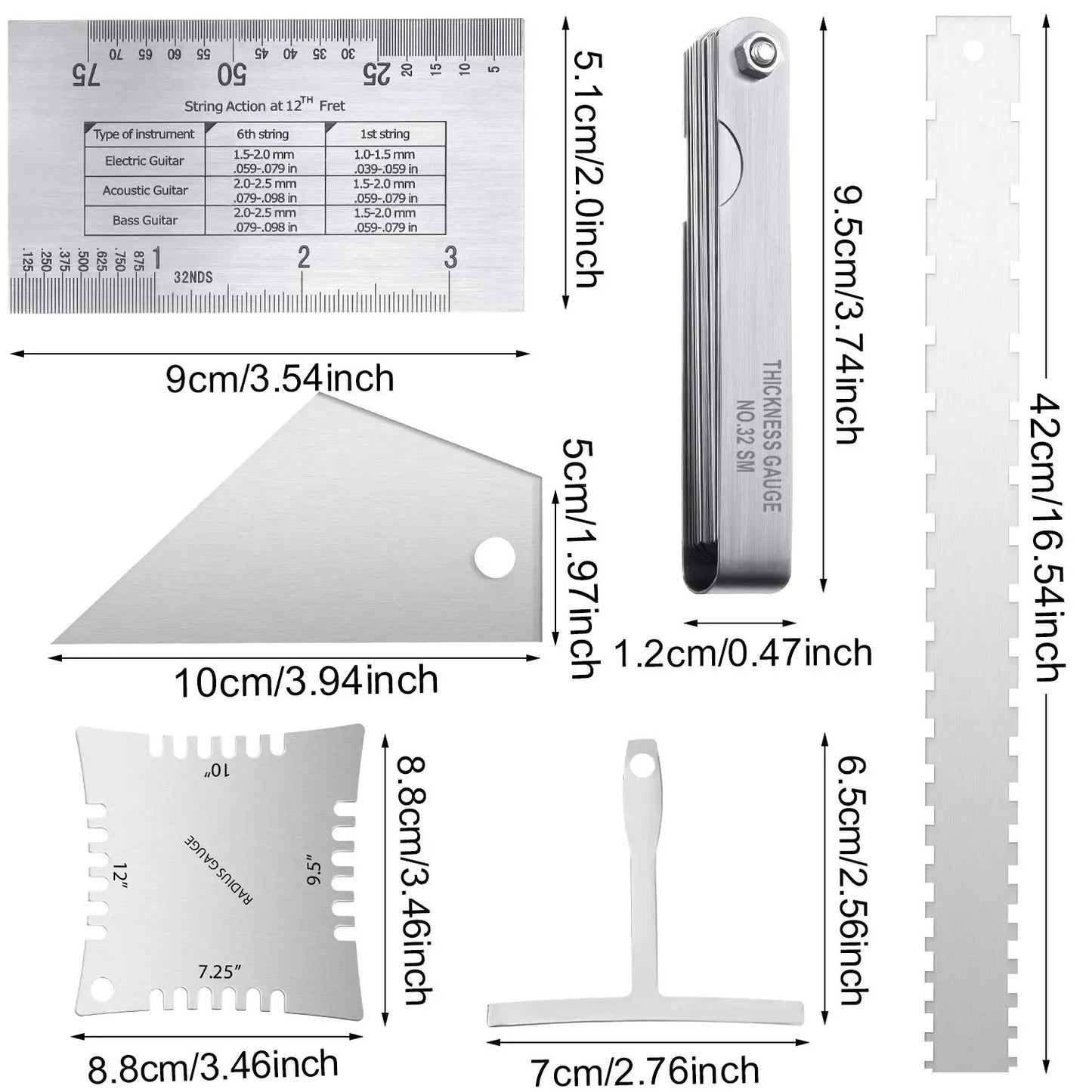 Big River Hardware Stainless Steel Luthier Tool Kit with Gauges