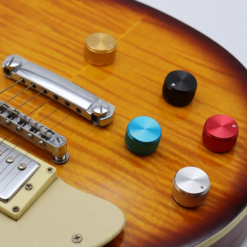 1pc/2pc Aluminium Guitar Metal Knobs 1/4" Metal Pot Knobs with Indicator and Set Screw for Guitar/Bass/Audio Equipments