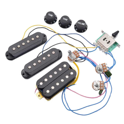 Prewired Strat Guitar Harness SSS 5Way Black Knobs