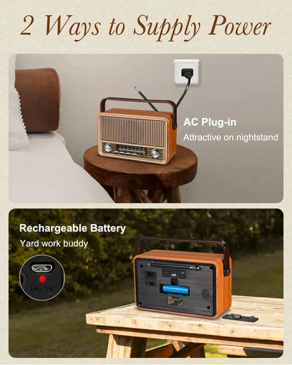 Big River Hardware Mid-Century Modern AM/FM Portable Radio