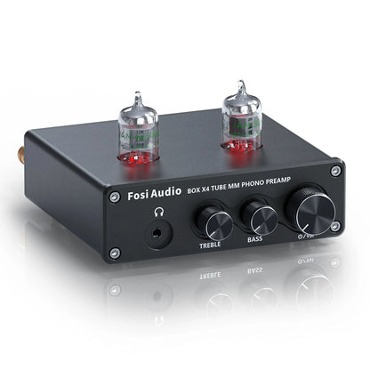 Fosi Audio Phono Preamp for Turntable Phonograph Preamplifier With Vacuum Tube Amplifier HiFi BOX X4