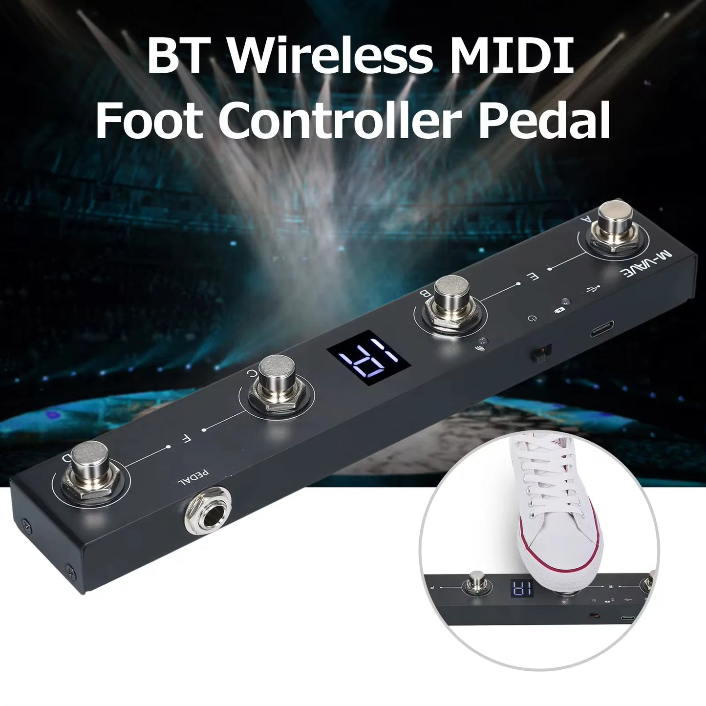 Big River Hardware Bluetooth Wireless MIDI Foot Controller Pedal