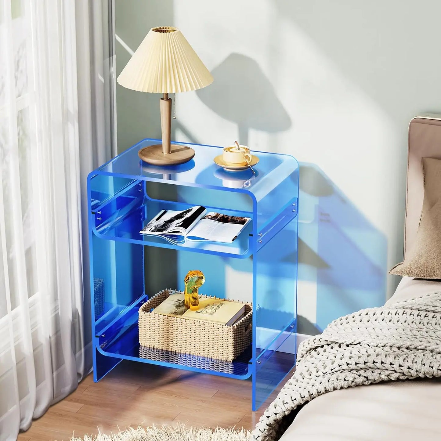 Contemporary vinyl storage unit with a sturdy acrylic frame.