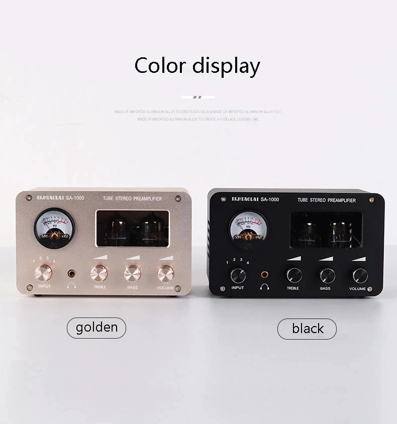 Tube Preamplifier 4 In 2 Out HIFI Preamplifier 6H3N Tube 5332 Op-amp Chip High Power Headphone Amplifier High Bass Adjustable