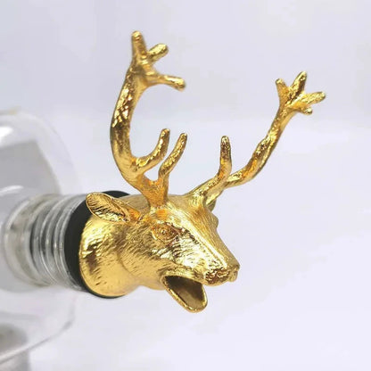 Big River Hardware Zinc Alloy Animal Head Wine Pourer - Deer Elk Lion Designs for Stylish Bar Accessories and Wine Enthusiasts