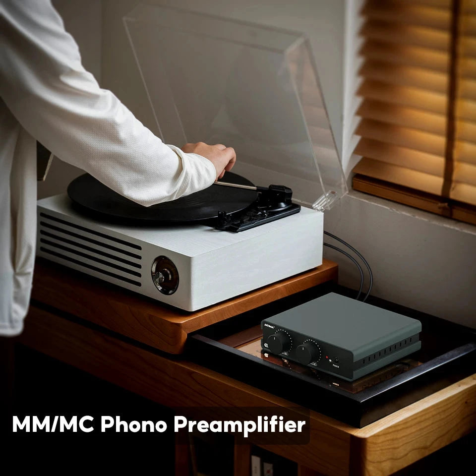 AIYIMA T3 PRO RIAA MM/MC Phono Preamplifier Vinyl Record Player Stereo Preamp Amplifier Turntable Phonograph Gain Control