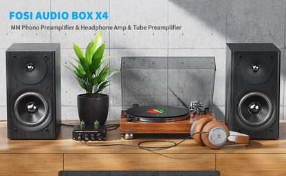 Fosi Audio Phono Preamp for Turntable Phonograph Preamplifier With Vacuum Tube Amplifier HiFi BOX X4