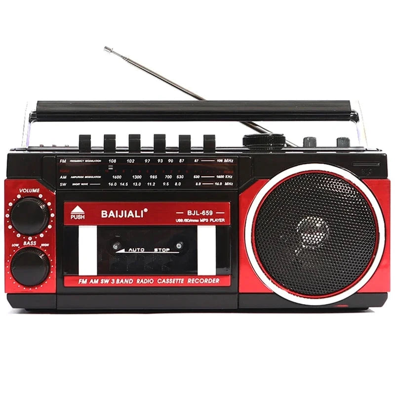 Big River Hardware Portable Retro Boombox with Bluetooth Tape Player