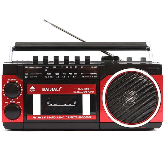 Big River Hardware Portable Retro Boombox with Bluetooth Tape Player