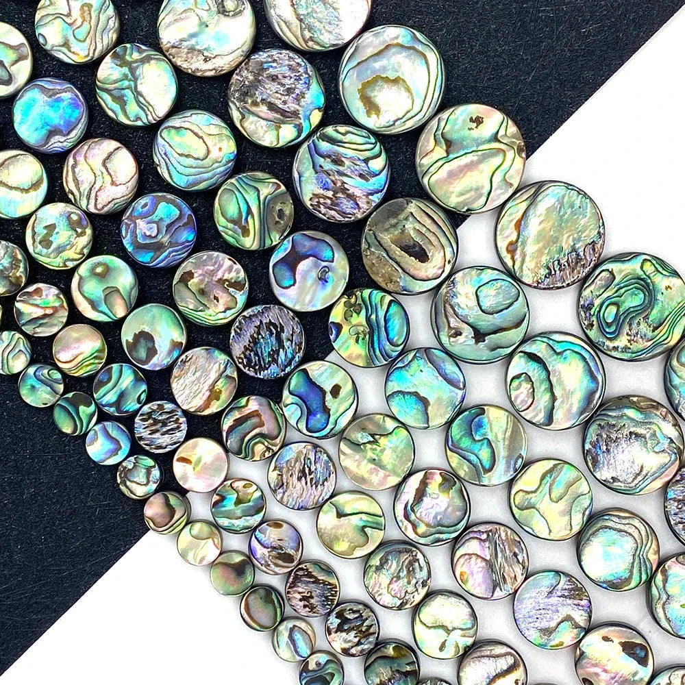 Premium Big River Hardware Natural Abalone Shell Disc Beads for DIY Jewelry, Necklace, Bracelet, and Earring Making, Sizes 8-20mm