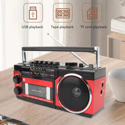 Big River Hardware Portable Retro Boombox with Bluetooth Tape Player