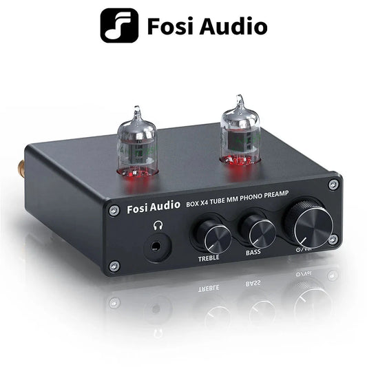 Fosi Audio Phono Preamp for Turntable Phonograph Preamplifier With Vacuum Tube Amplifier HiFi BOX X4