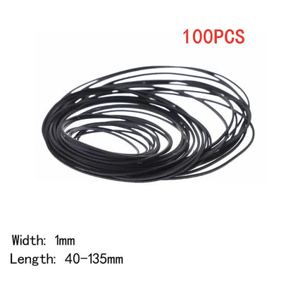 50/100Pcs 1/2/3/4mm Width Universal Mix Cassette Tape Machine Belts Assorted Flat Rubber Belt for CD DVD Recorders Walkman