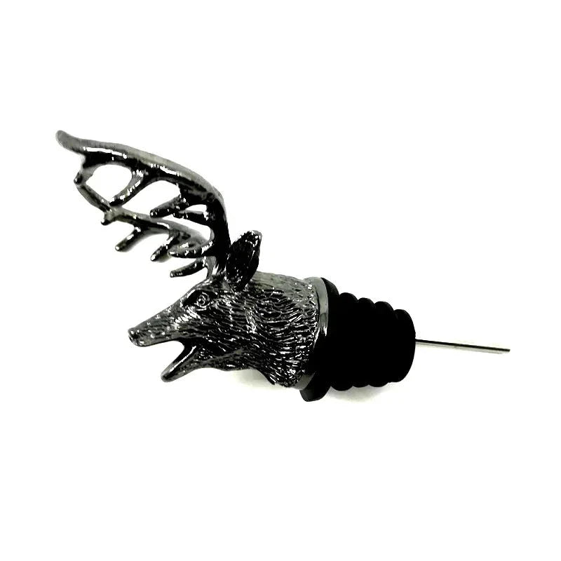 Big River Hardware Zinc Alloy Animal Head Wine Pourer - Deer Elk Lion Designs for Stylish Bar Accessories and Wine Enthusiasts