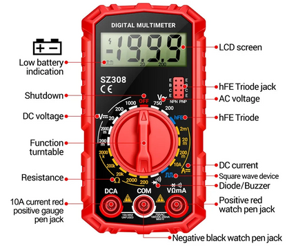 Big River Hardware Handheld Digital Multimeter LCD Backlight
