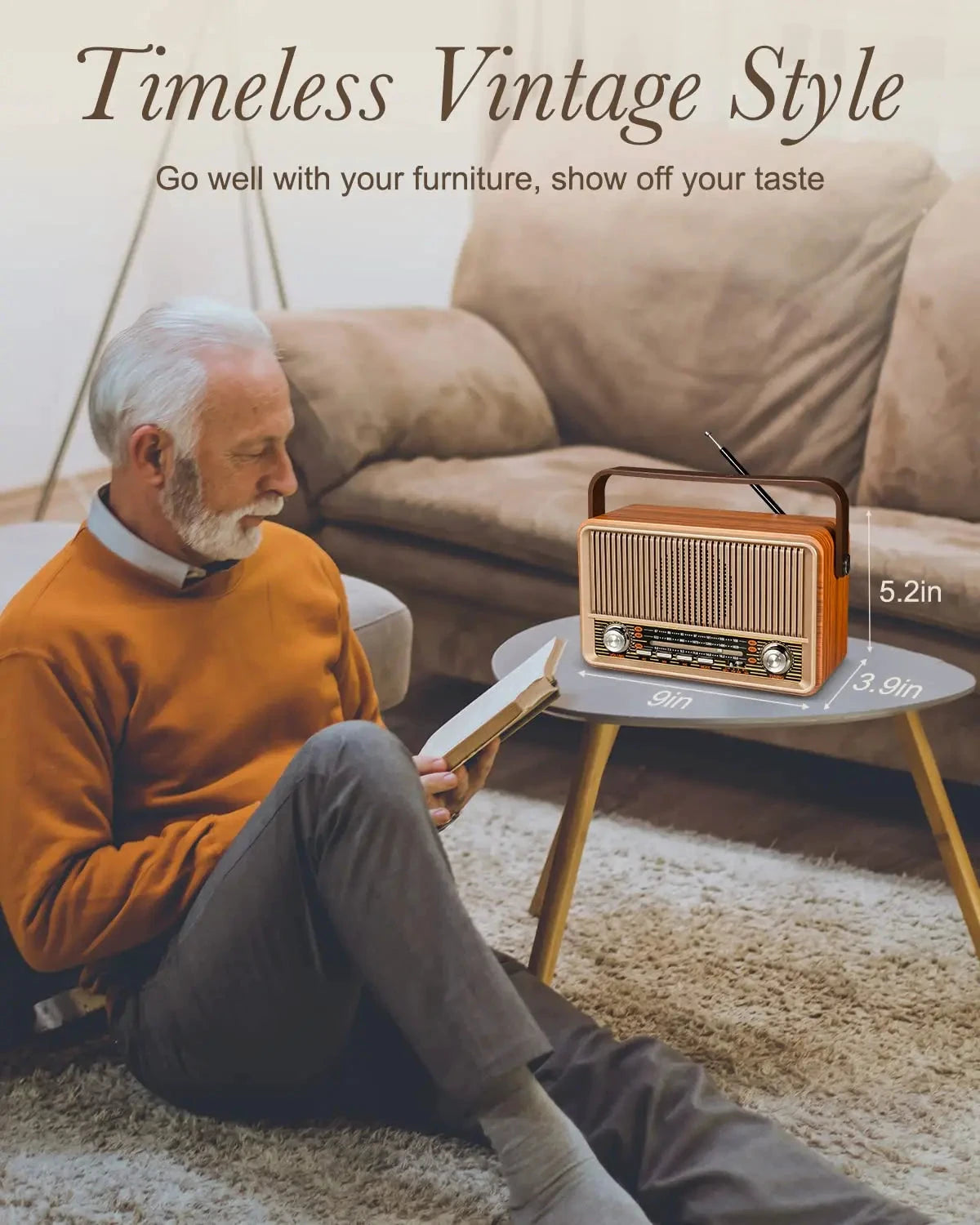 Big River Hardware Mid-Century Modern AM/FM Portable Radio