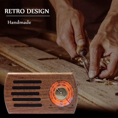 Big River Hardware Handcrafted Walnut Retro Portable Radio