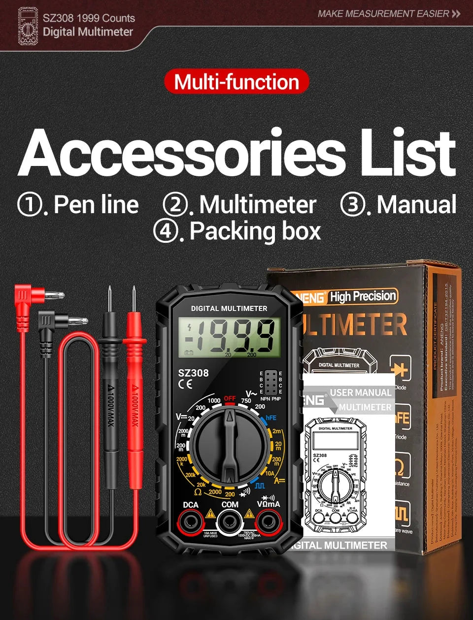 Big River Hardware Handheld Digital Multimeter LCD Backlight
